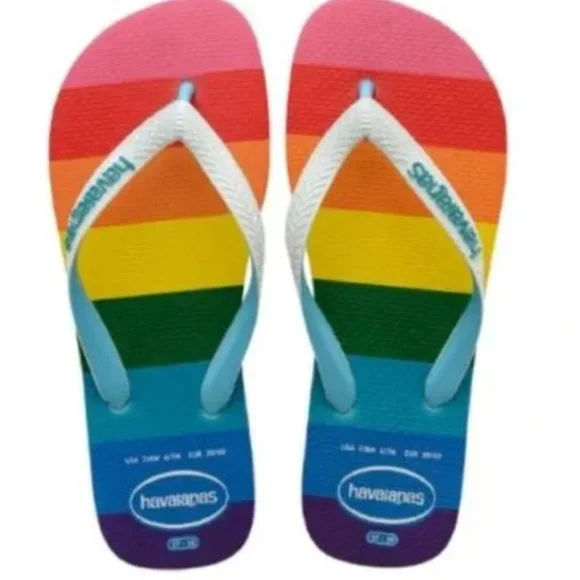 Rainbow Top Pride Themed Stripes Flip Flop - Picture 10 of 16